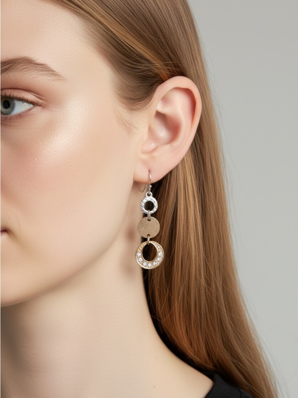 9/16 Silver and Beige Drop Earrings – Women Jewelry